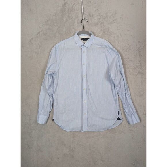 French Connection Blue Striped LONG SLEEVE Button Down SHIRT 16.5‎ - Picture 1 of 6